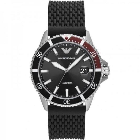 Three-Hand Black Mesh Silicone Watch