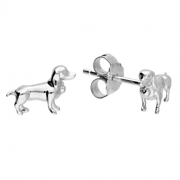 Sterling Silver Earrings - Mini dachshund stud