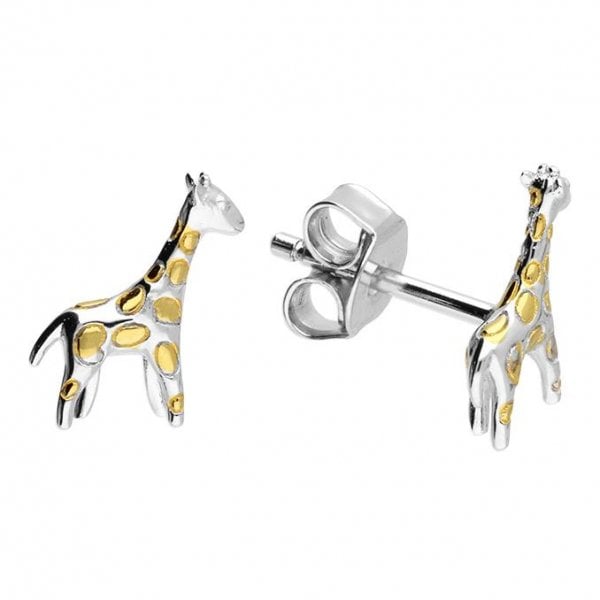 Sterling Silver Earrings - Two-Tone Giraffe