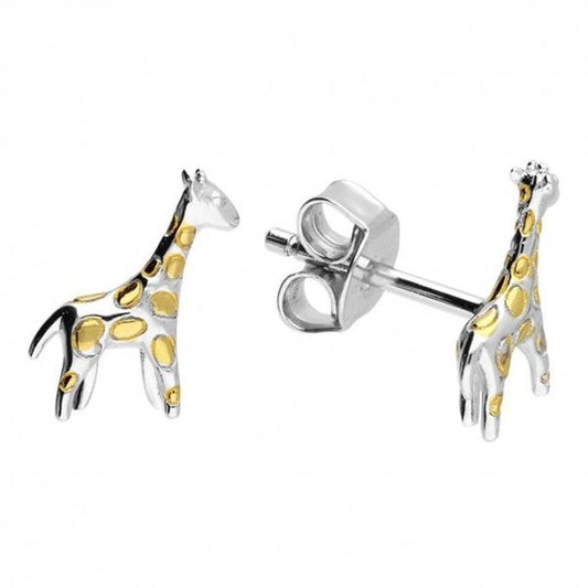 Sterling Silver Earrings - Two-Tone Giraffe