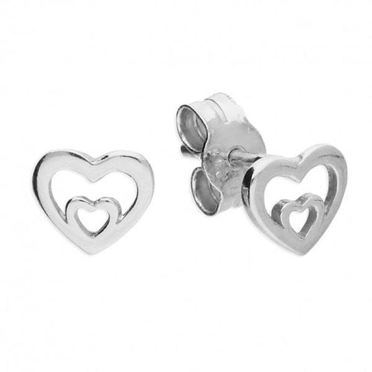 Sterling Silver Earrings - Double Heart