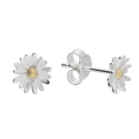 Sterling Silver Earrings - Two Tone Daisy