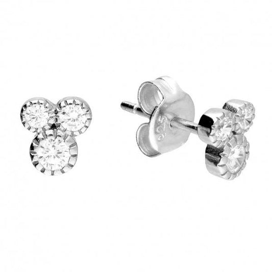 Sterling Silver Earrings - CZ Trio Studs