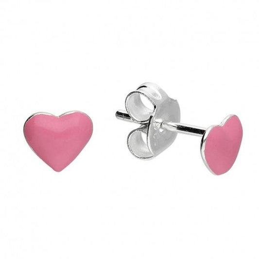Sterling Silver Earrings - Pink Hearts