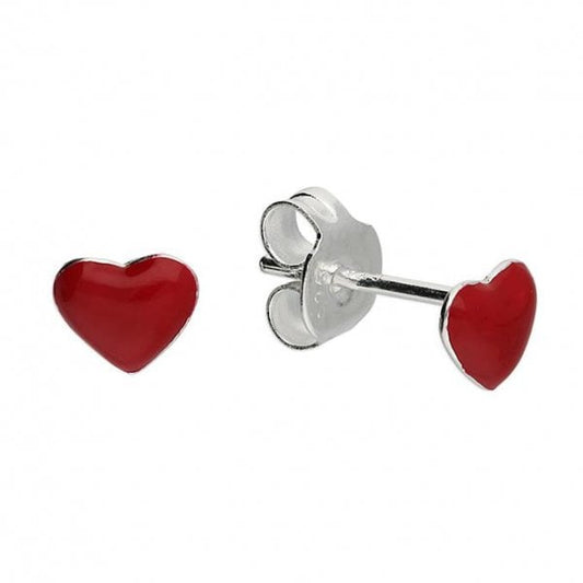 Sterling Silver Earrings- Red Hearts
