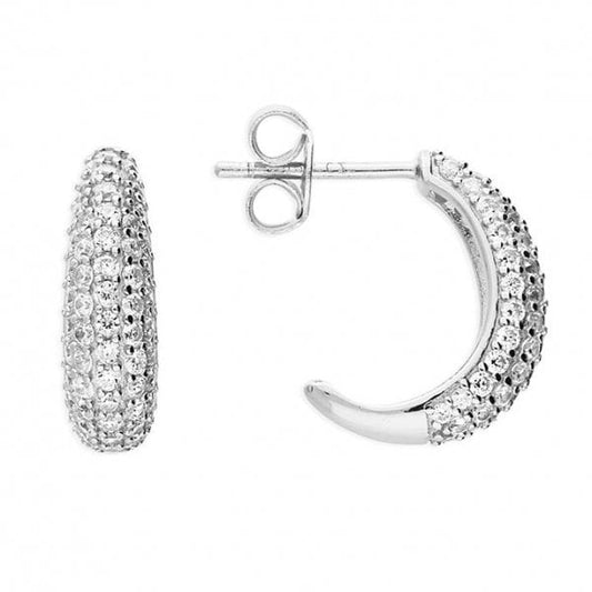 Sterling Silver Earring - J-Hoop Studs