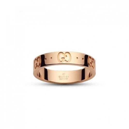 Icon 18ct Rose Gold Logo Ring SIZE 14
