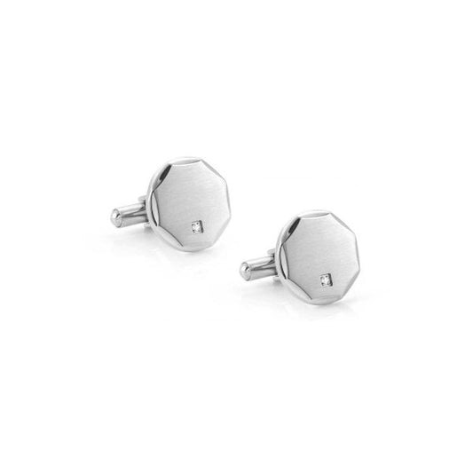 Strong Gents Single Diamond Steel Cufflinks