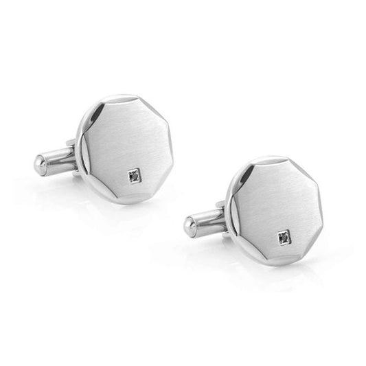Strong Mens Black Diamond Steel Cufflinks