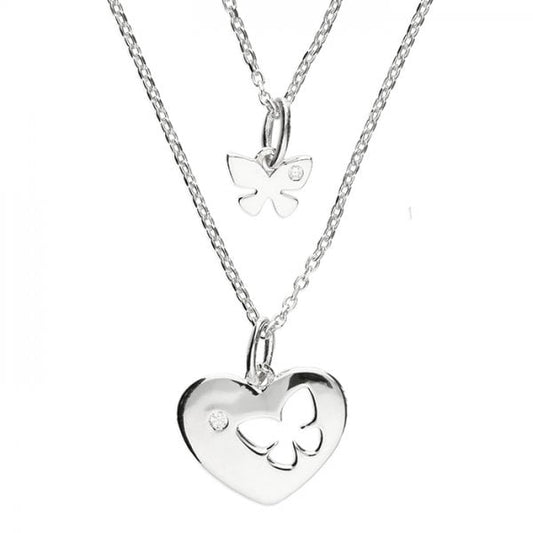Silver Butterfly Pendant with CZ