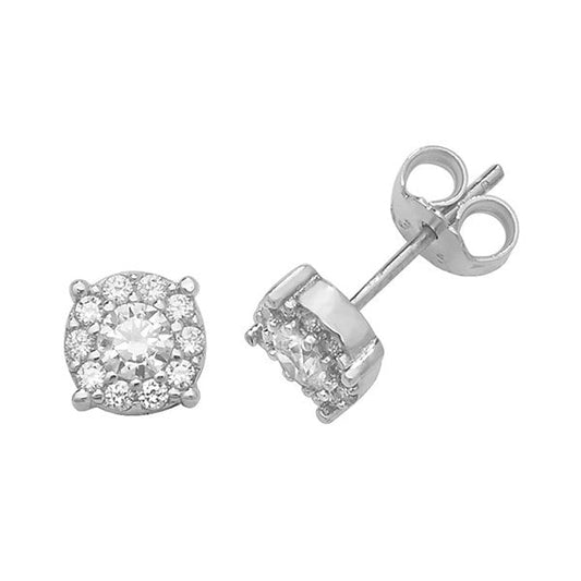 9CT WHITE GOLD CZ STUD EARRINGS