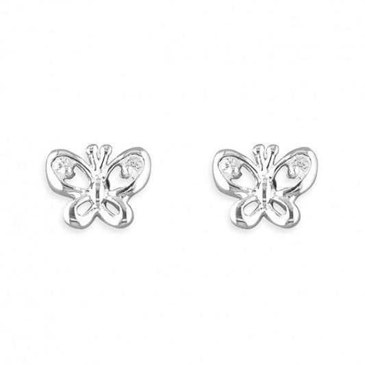 Silver Butterfly Earrings w/ CZ