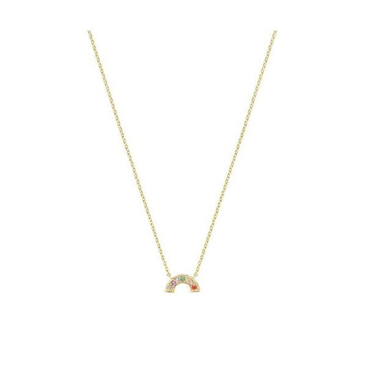 9CT YELLOW GOLD SMALL RAINBOW CZ NECKLET