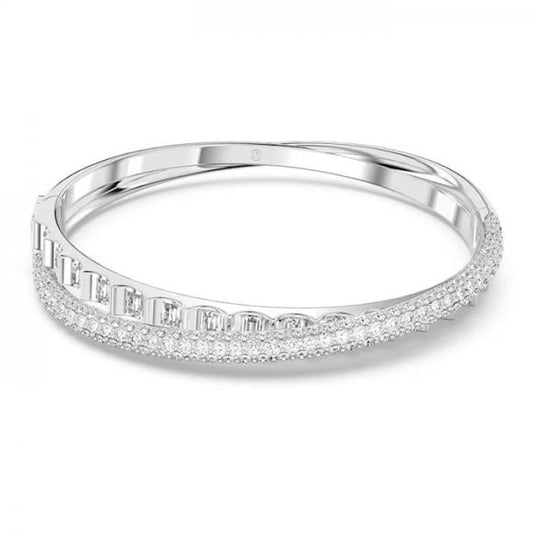 Rota bangle, Mixed cuts, White, Rhodium
