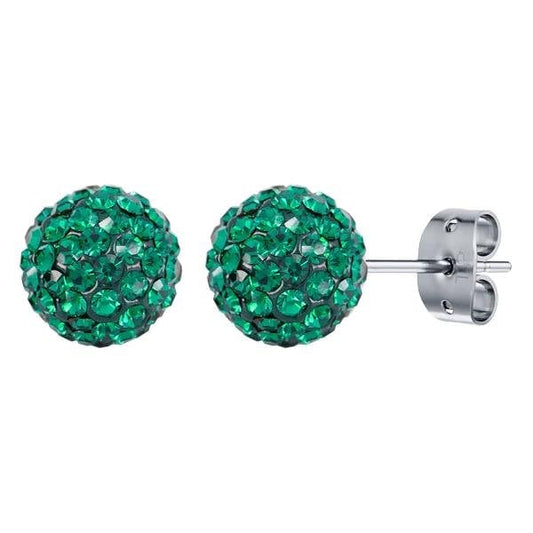 8mm Dark Green Earrings