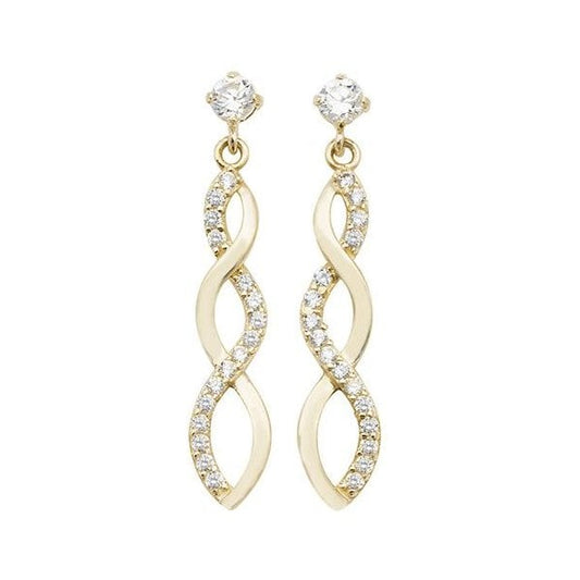 9CT YELLOW GOLD CZ EXTENDED INFINITY DROP EARRINGS
