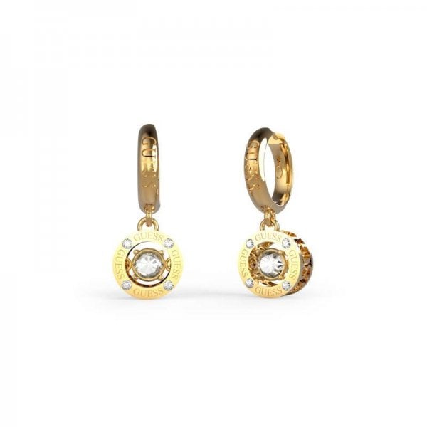 Solitaire Drop Hoops Gold Tone
