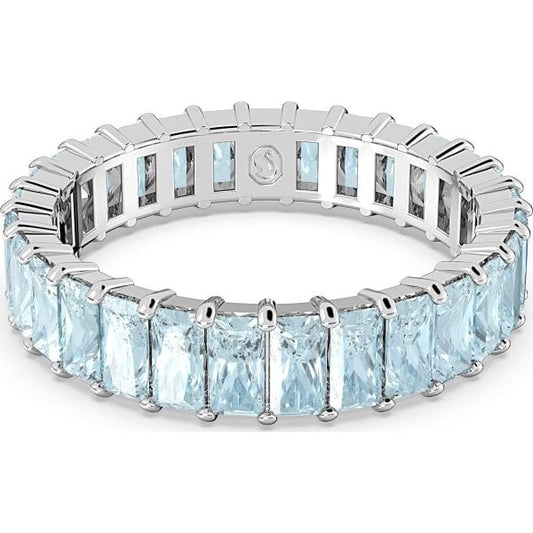 Matrix ring, Baguette cut, Blue, Rhodium S55