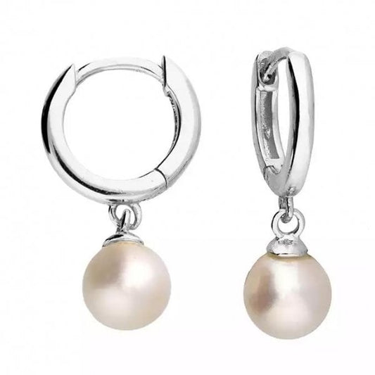 Silver Earrings with Pearl Charm 10mm