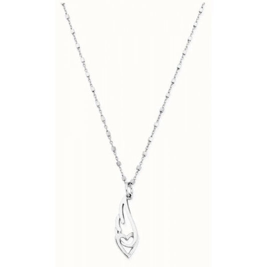 Delicate Cube Chain Heart Angel Wing Necklace