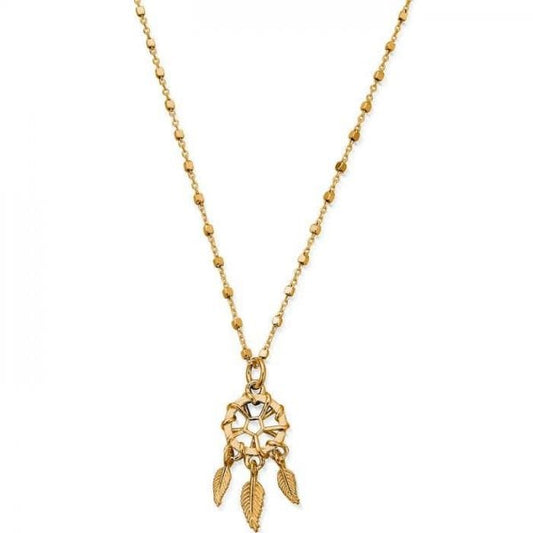 Gold Delicate Cube Chain Dream Catcher Necklace