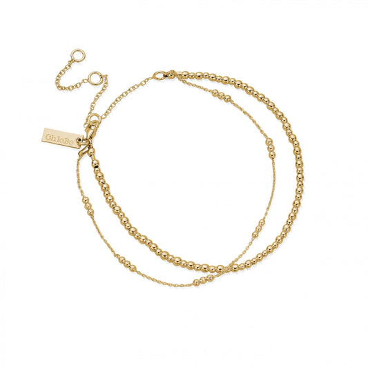 Gold Mini Cute Triple Bobble Chain Anklet