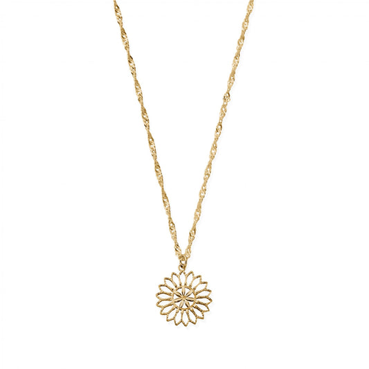 Gold Twisted Rope Chain Flower Mandala Necklace