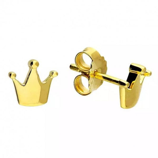 Yellow Gold Plated Crown Studs