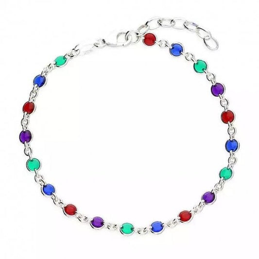 Sterling Silver Bracelet - Multicoloured Enamel