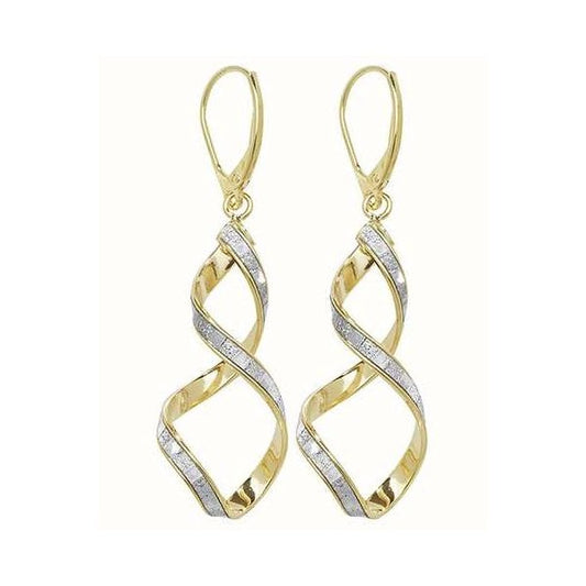9ct Yellow Gold Spiral Drop Earrings