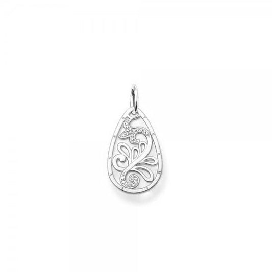 Pear Shaped Openwork Flower Pendant