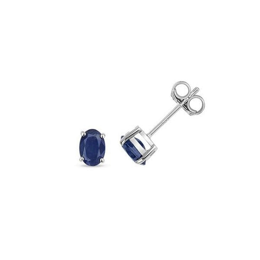 9CT WHITE GOLD SAPPHIRE CLAW SET STUDS