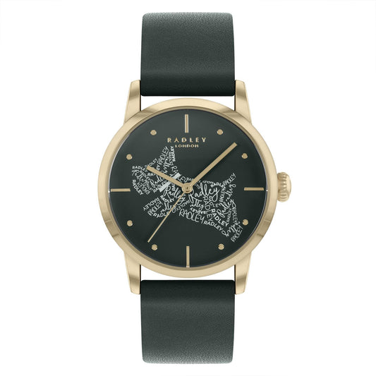Ladies Dark Green Leather Strap Watch