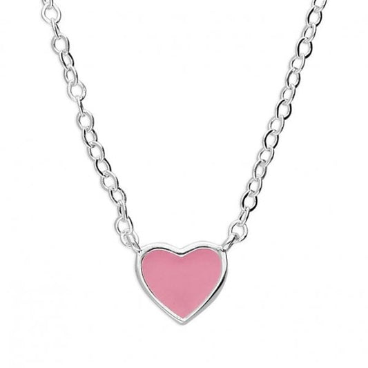 Sterling Silver Necklace 41-46cm - Pink Heart