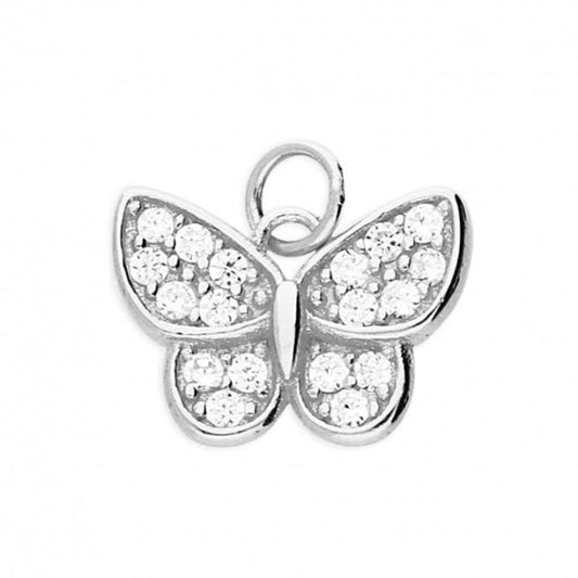 Sterling Silver CZ Butterfly Pendant
