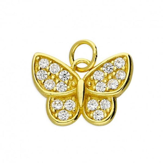 Yellow Gold Plated Pendant - CZ Butterfly
