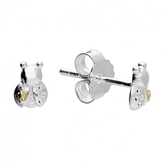Two Tone Cute Ladybird Sterling Silver Earrings