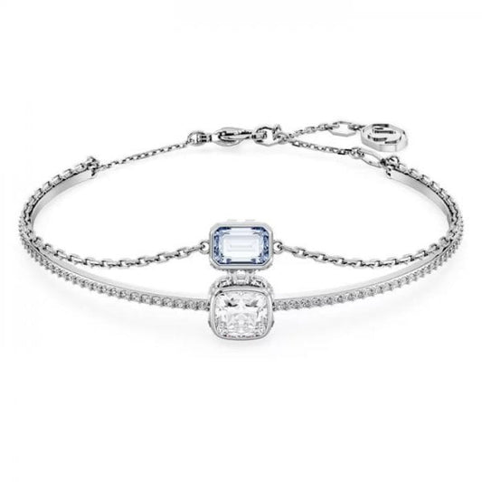 Stilla bangle, Mixed cuts, Blue, Rhodium plated
