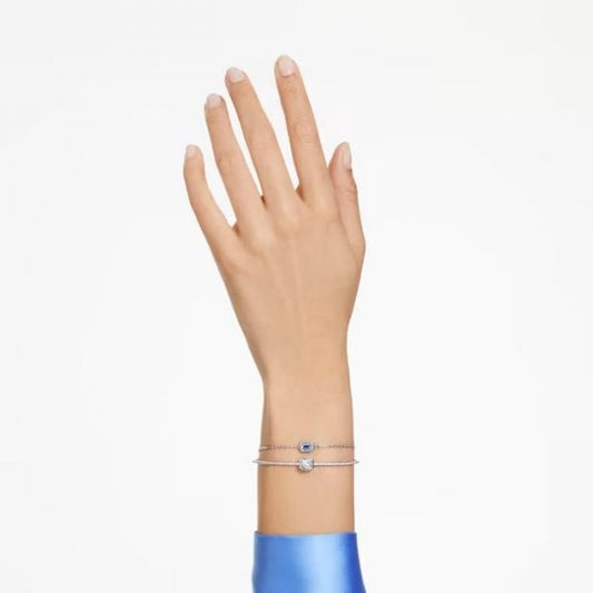 Stilla bangle, Mixed cuts, Blue, Rhodium plated