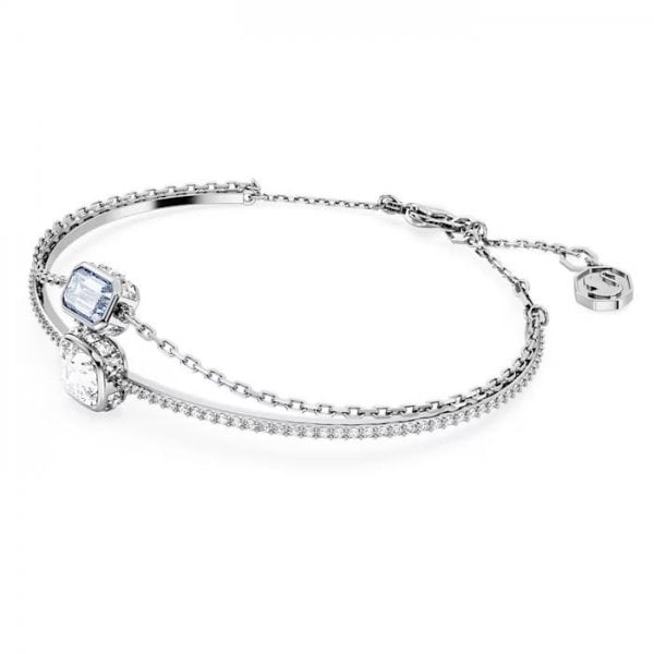 Stilla bangle, Mixed cuts, Blue, Rhodium plated