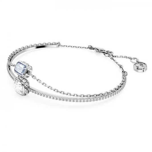 Stilla bangle, Mixed cuts, Blue, Rhodium plated