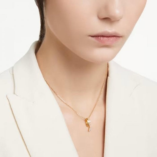Dextera pendant, Mixed cuts, White, Gold-tone