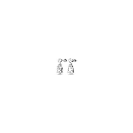 Mesmera drop earrings, Mixed cuts, White, Rhodium
