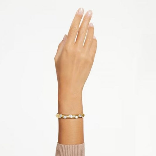 Dextera bangle, Mixed cuts, White, Gold-tone