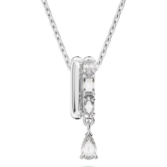 Dextera pendant, Mixed cuts, White, Rhodium plated