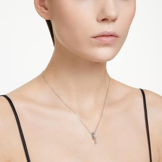 Dextera pendant, Mixed cuts, White, Rhodium plated