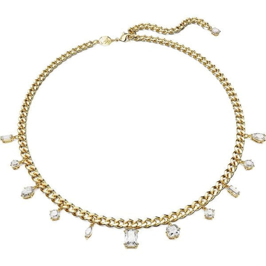 Dextera necklace, Mixed cuts, White, Gold-tone