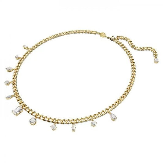 Dextera necklace, Mixed cuts, White, Gold-tone