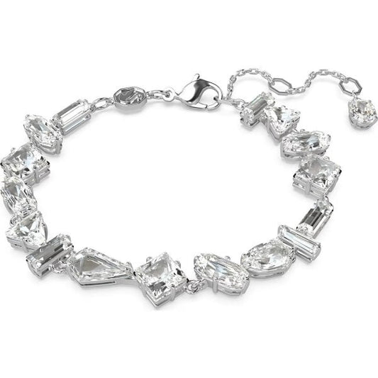 Mesmera bracelet, Mixed cuts, White, Rhodium plate