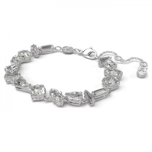Mesmera bracelet, Mixed cuts, White, Rhodium plate